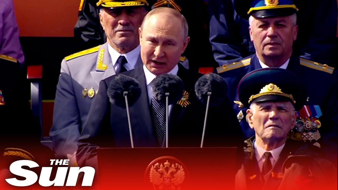 Putin claims 'West preparing to invade our land' in V-Day speech