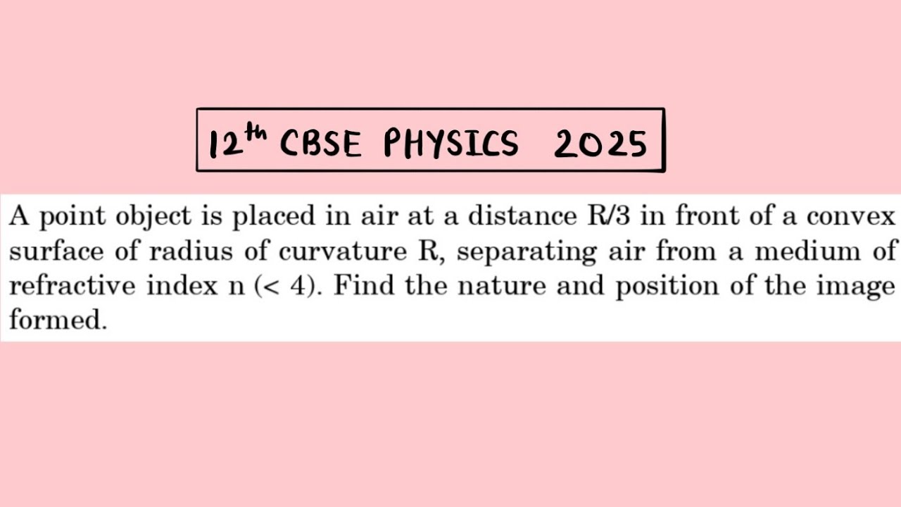 XII Physics 2025 A point object is placed in air at a distance R/3 in front of a convex surface of
