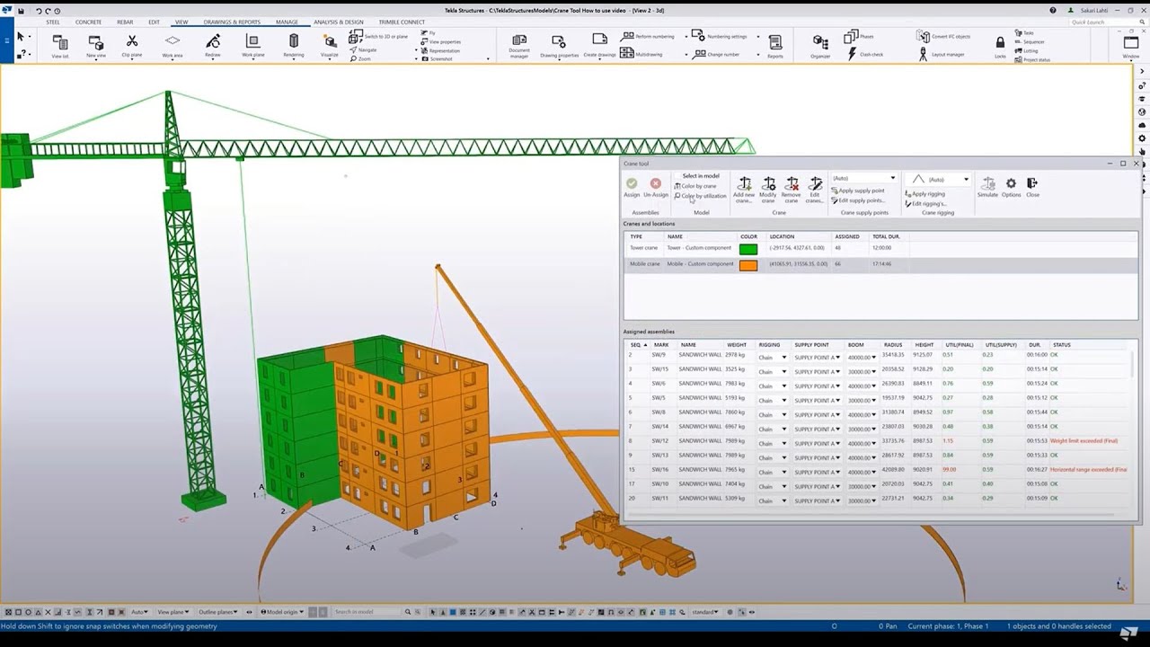 Tekla Structures - Crane Tool: How to use
