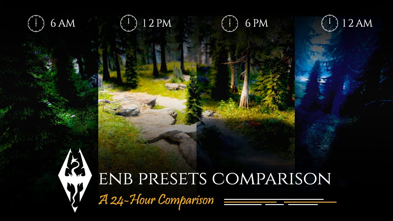 Skyrim ENB Mods Mega Comparison | 24-Hour Visual Overhaul Across Multiple Locations!