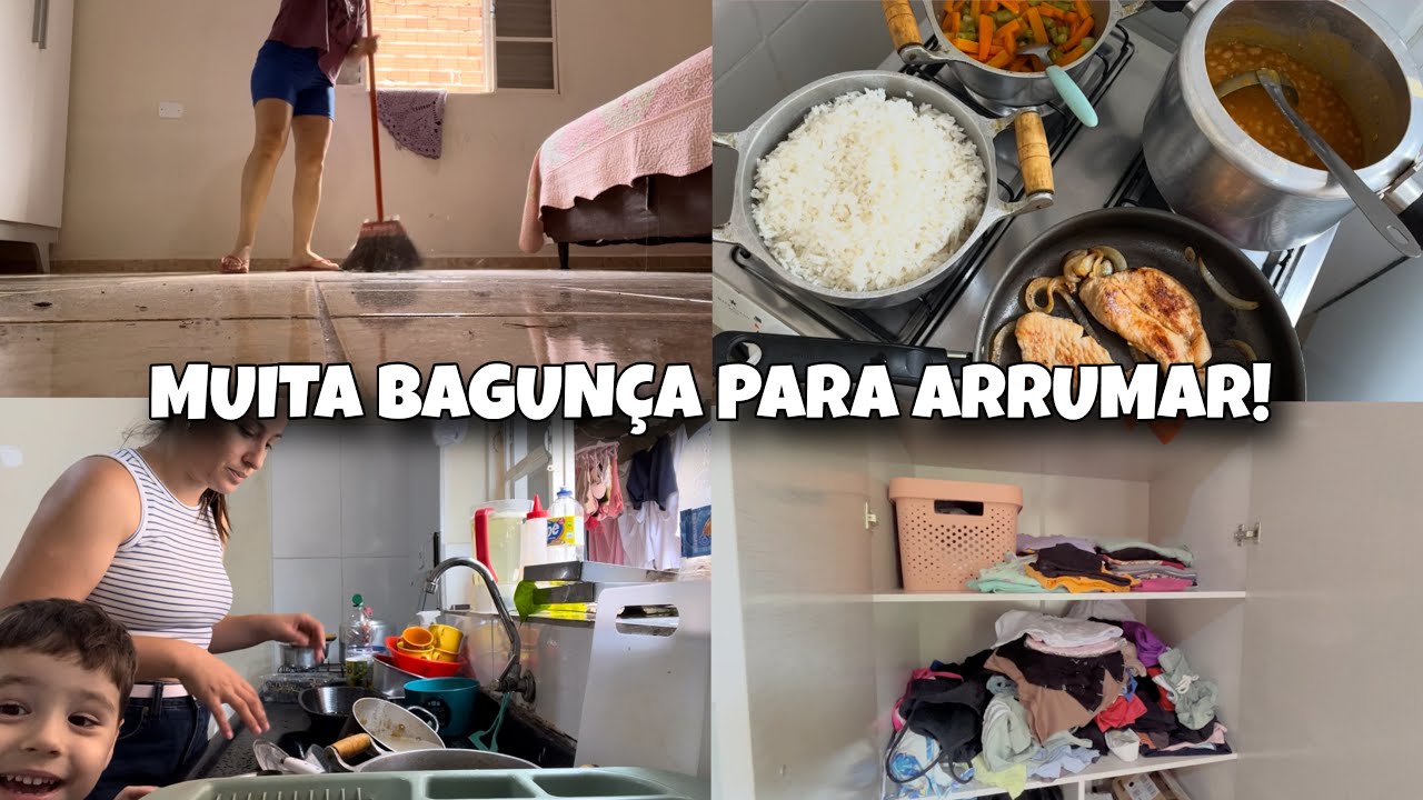 MUITA SUJEIRA! VEM ARRUMAR A CASA COMIGO! Fiz almoço fresquinho e comecei um novo biquíni de crochê