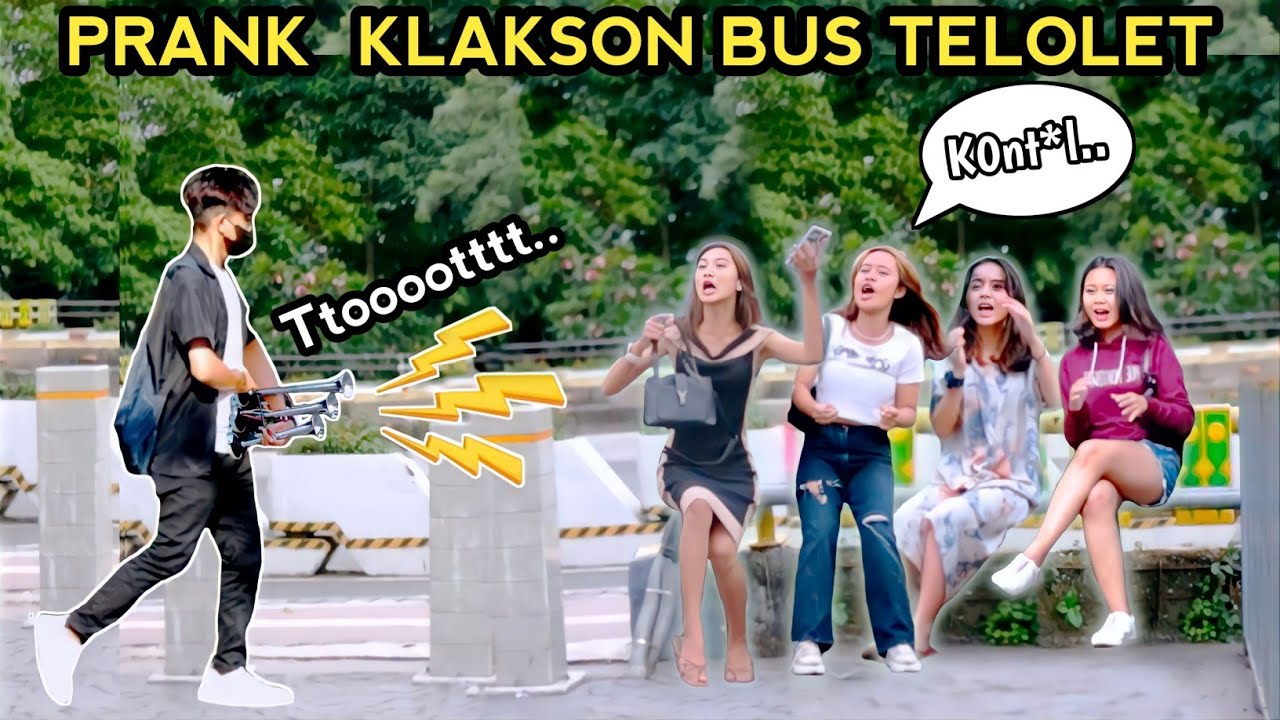 KOMPILASI PRANK KLAKSON BUS TELOLET.. AUTO KAGET NGOMONG KASAR..