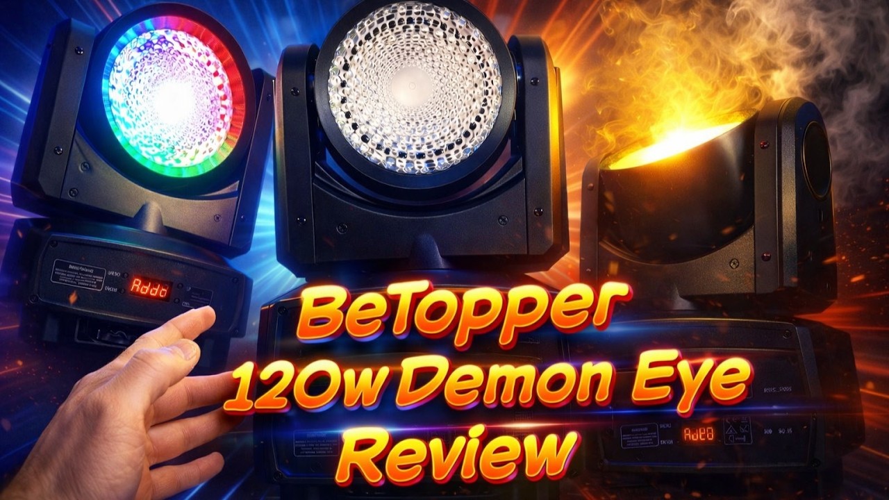 Обзор вращающегося головного светильника BeTopper 120 Вт RGBW Demon Eye