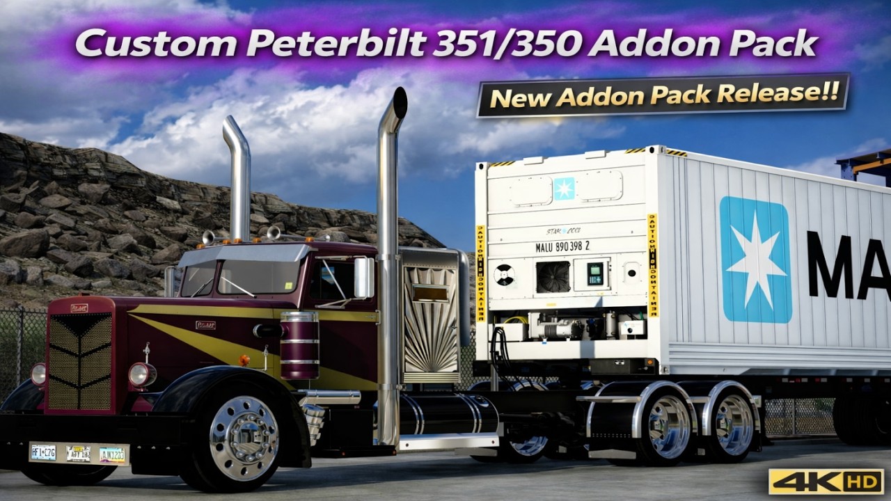 *New Addon Pack* Peterbilt 351 Container Haul Gallup to Winslow *JBX2/TAA* ATS PC 4K 1.58