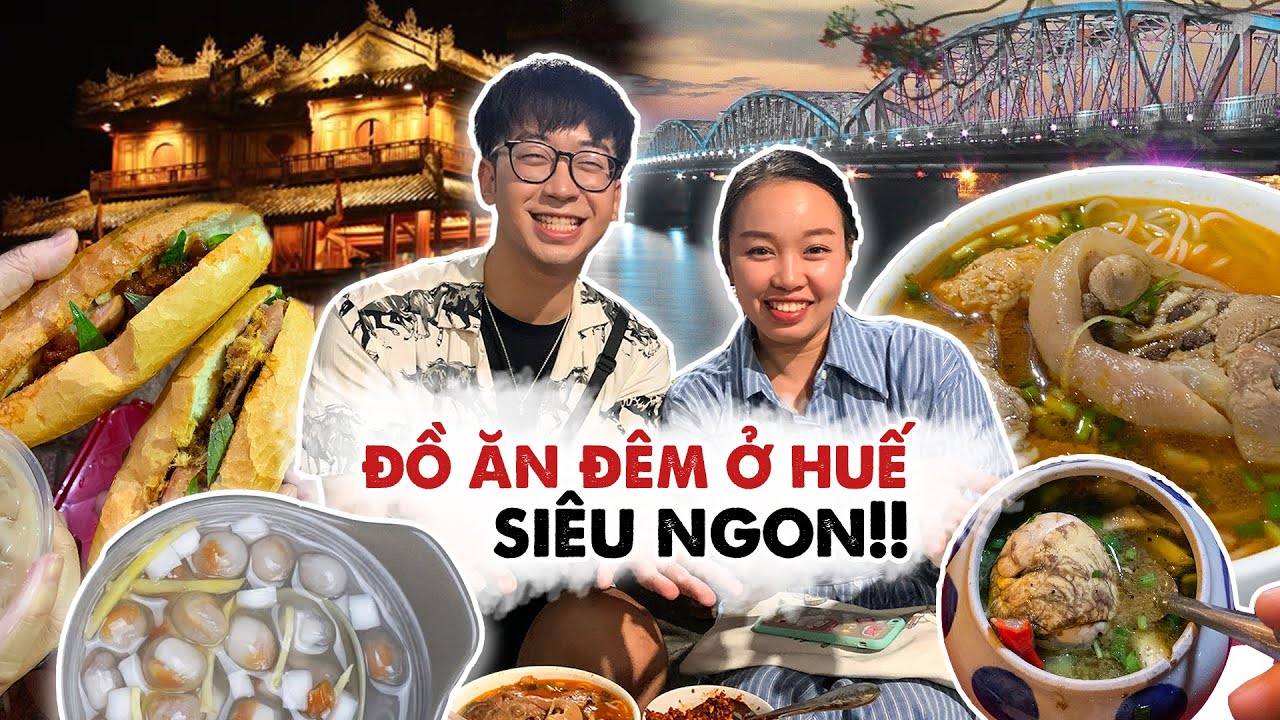 FOOD TOUR ĐÊM Ở HUẾ // Đợi nửa tiếng mới ăn được CHÈ BỘT LỌC HEO QUAY và BÁNH MÌ TRƯỜNG TIỀN