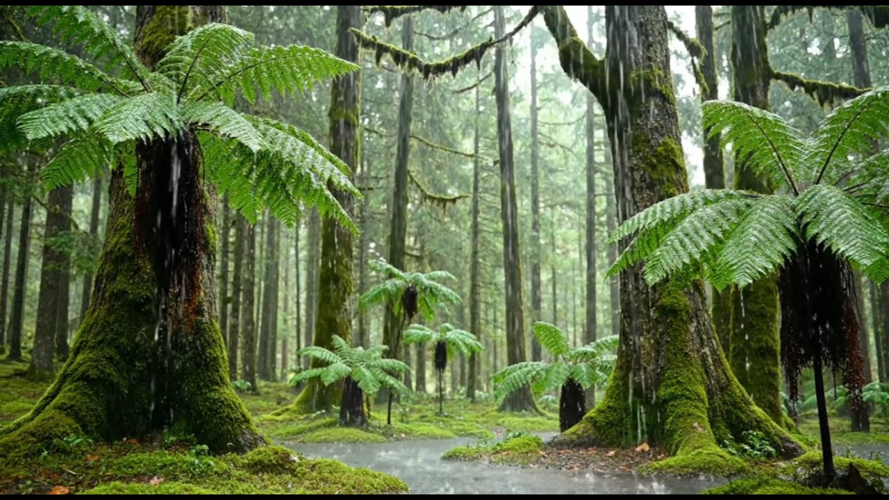 Heavy Rain in a Mossy Green Forest 🌿 ASMR