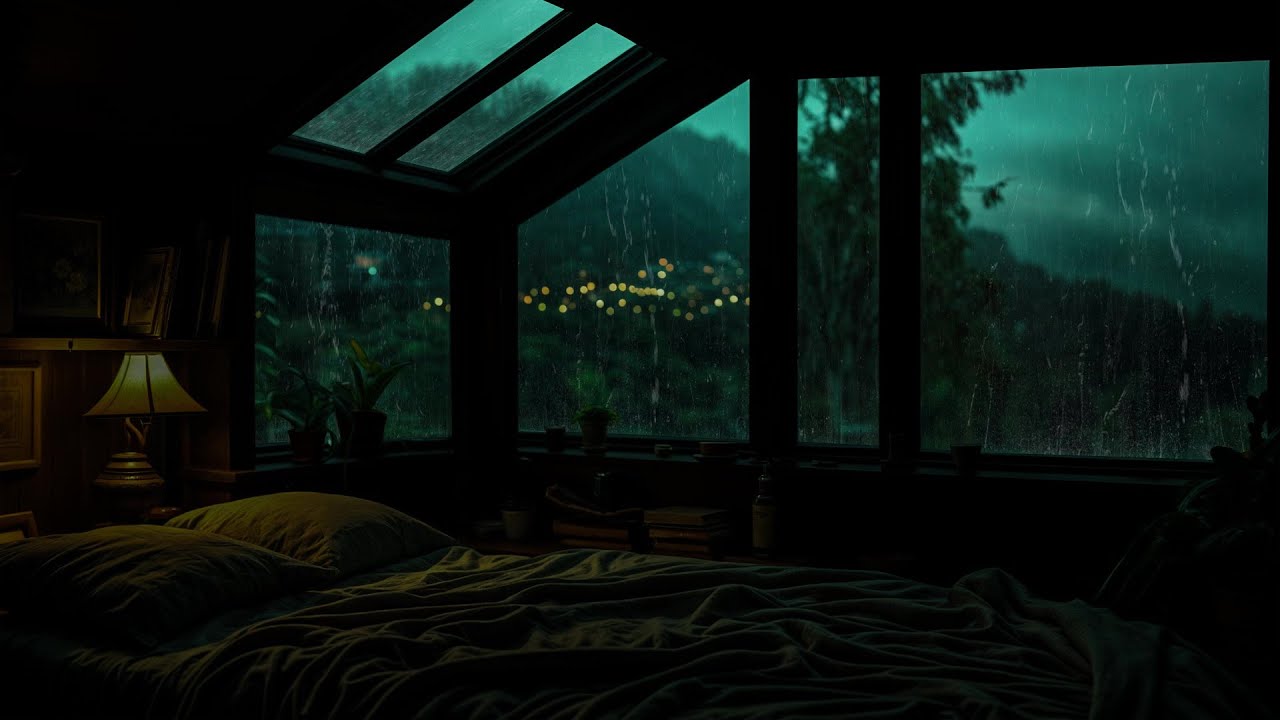 Open Window Rainstorm | Cozy Night Ambience for Sleeping & Calm