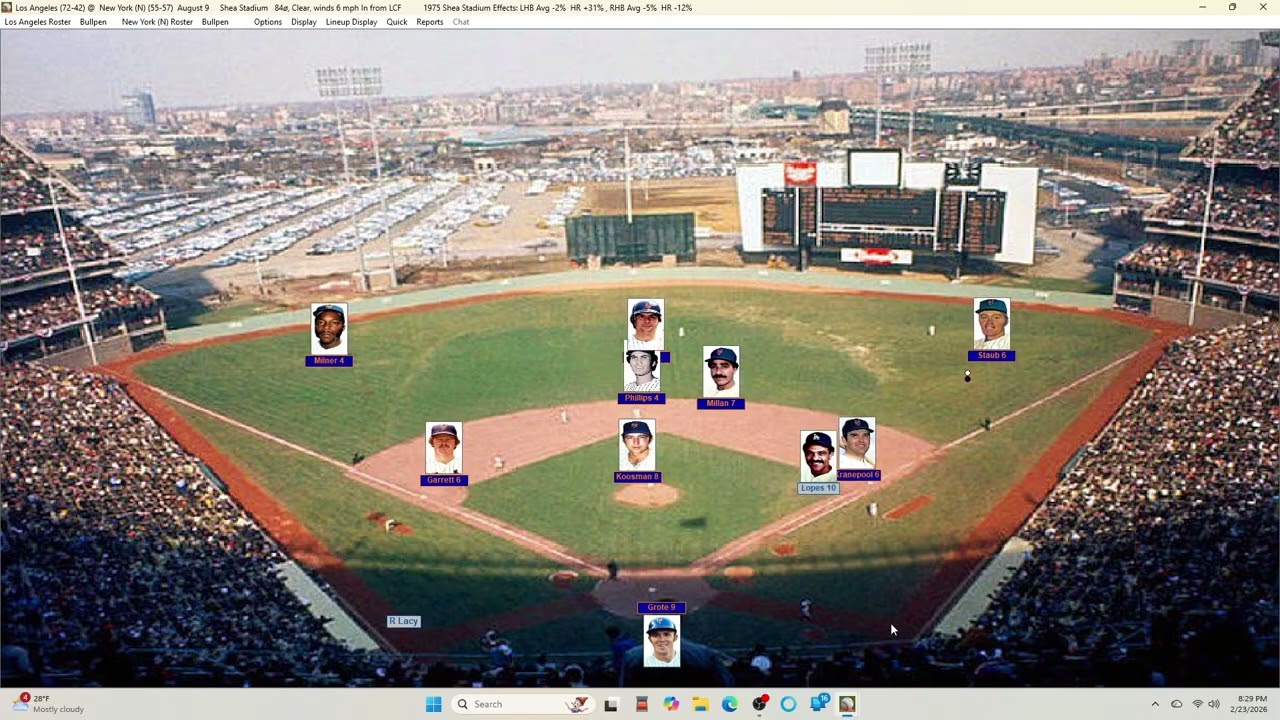Action PC Baseball 8-9-75 Los Angeles at New York M