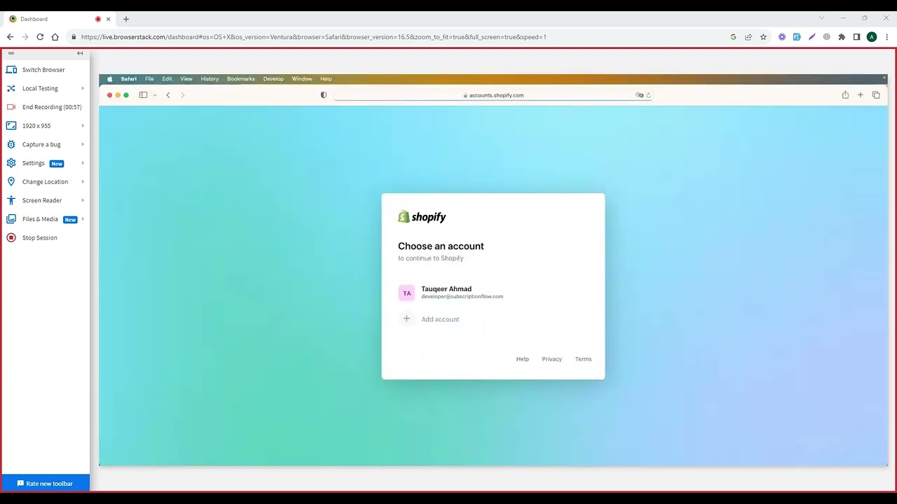 SubscriptionFlow Shopify App on Apple Safari (MacOS)