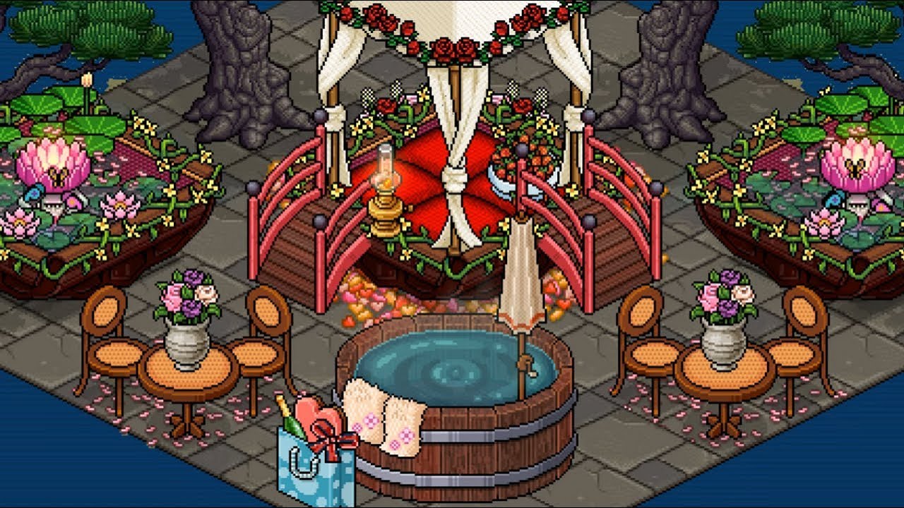How to BUILD a Cute Habbo Romantic Garden!! (Valentine Special)