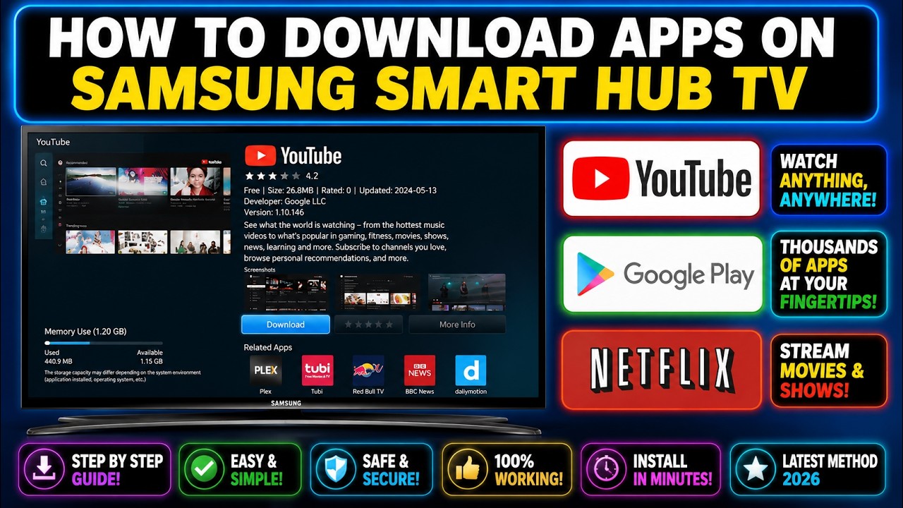 HOW TO DOWNLOAD APPS ON SAMSUNG SMART HUB TV || SMART HUB SAMSUNG TV SETUP