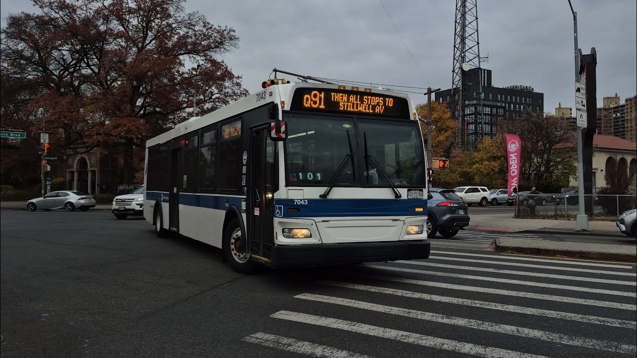 MTA: Q91 Q train shuttle bus action 