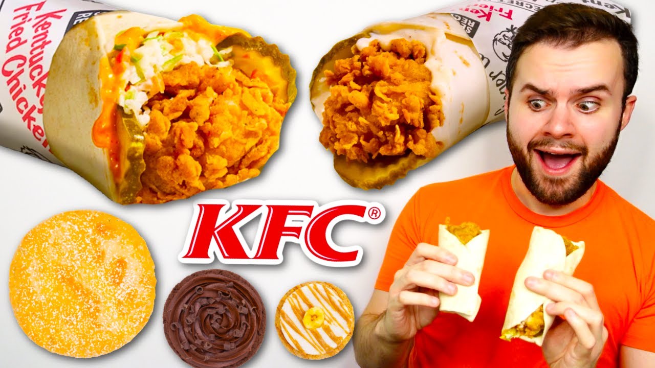 KFC's New Chicken Wraps REVIEW! Spicy Slaw + Classic! AND Crumbl Cookies REVIEW!
