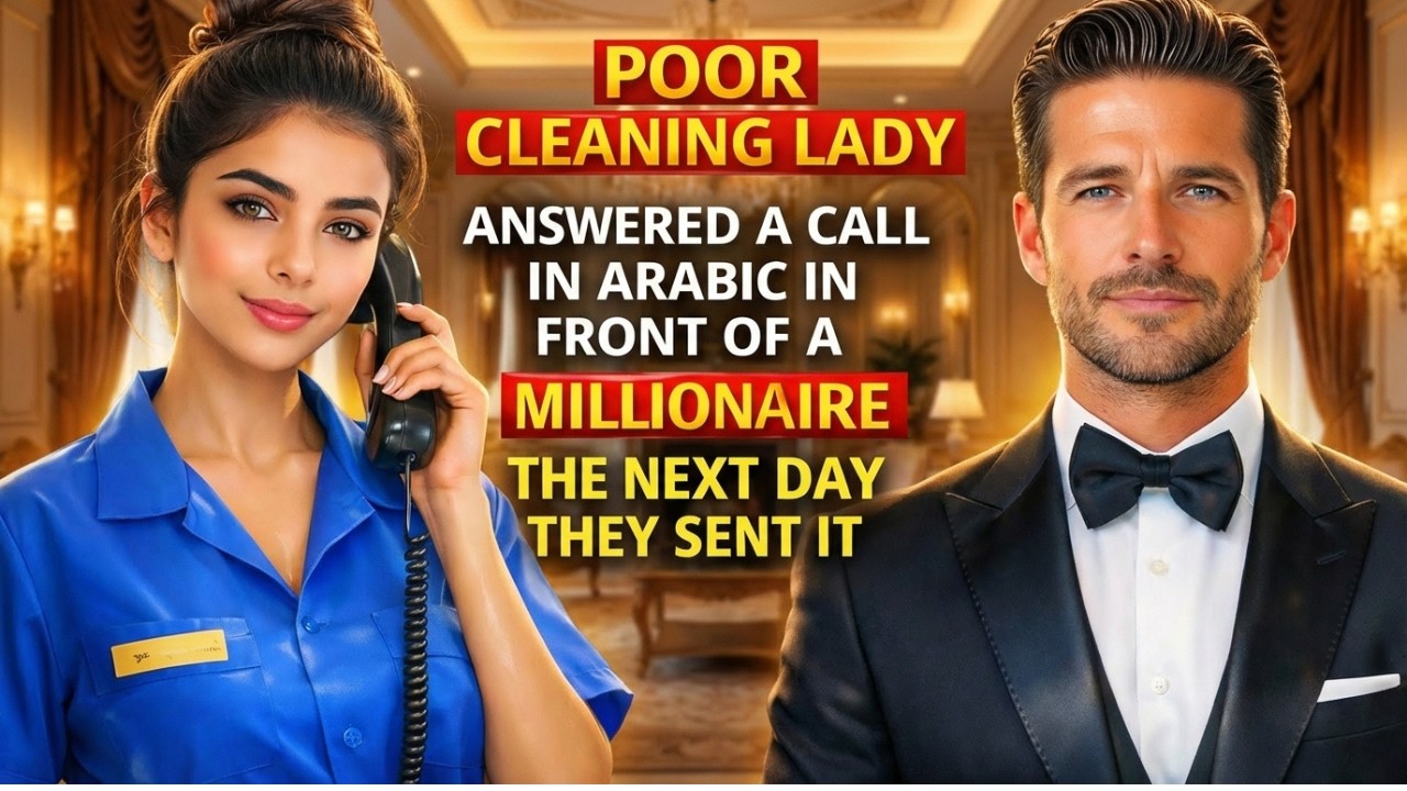 POOR CLEANING LADY ANSWERED A CALL IN ARABIC IN FRONT OF A MILLIONAIRE — THE NEXT DAY...