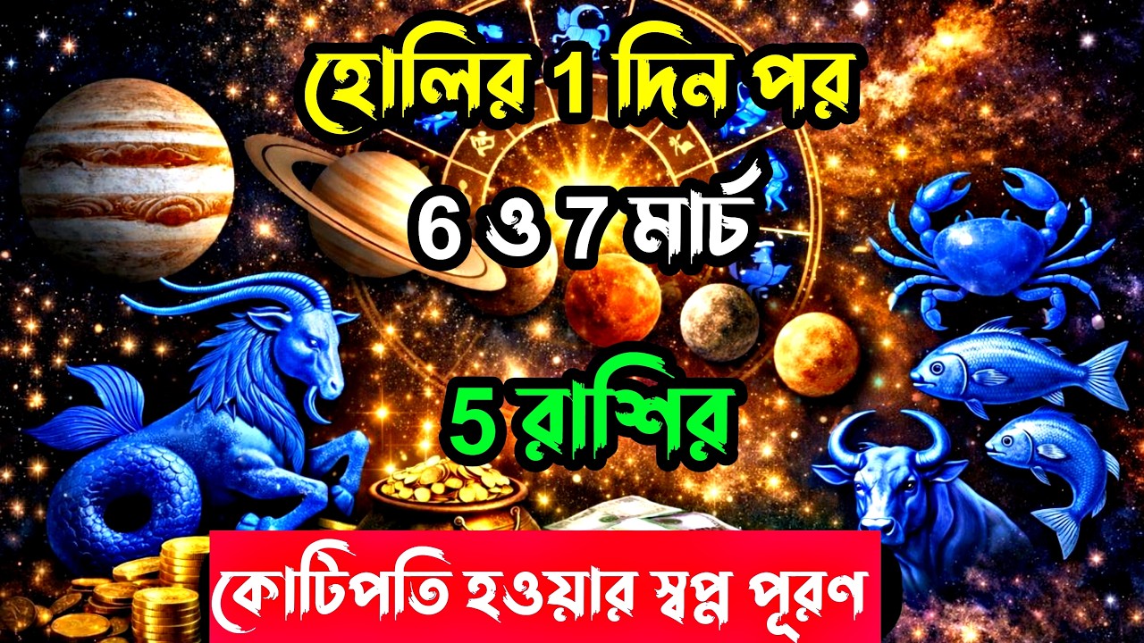 হোলির ঠিক 1 দিন পর 6 ও 7 মার্চ 2026 কোটিপতি হবার স্বপ্ন পূরণ হবে 5 রাশির।