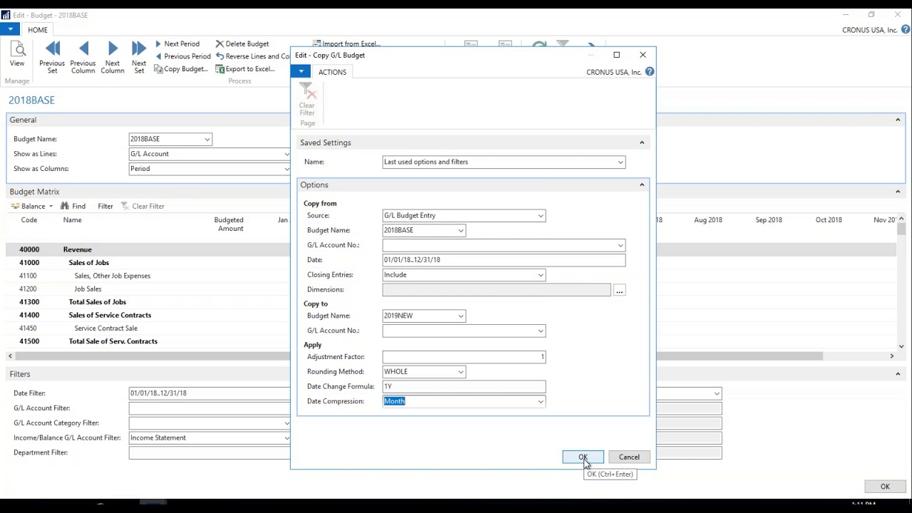 Budgets - Microsoft Dynamics NAV 2018