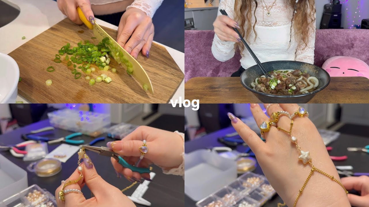 making JEWELRY 💎 for my small business 🌟snowy day, cooking beef udon