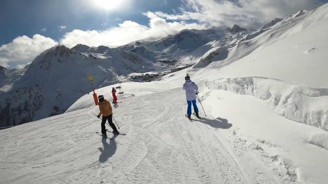 Skiing Tignes, France! Petit Col - Blue Run