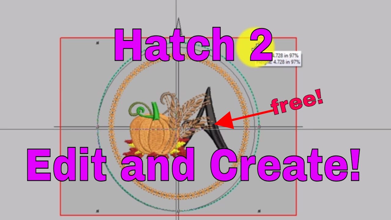 Wilcom Hatch 2: Edit a machine embroidery deisgn+digitize ITH mug rug