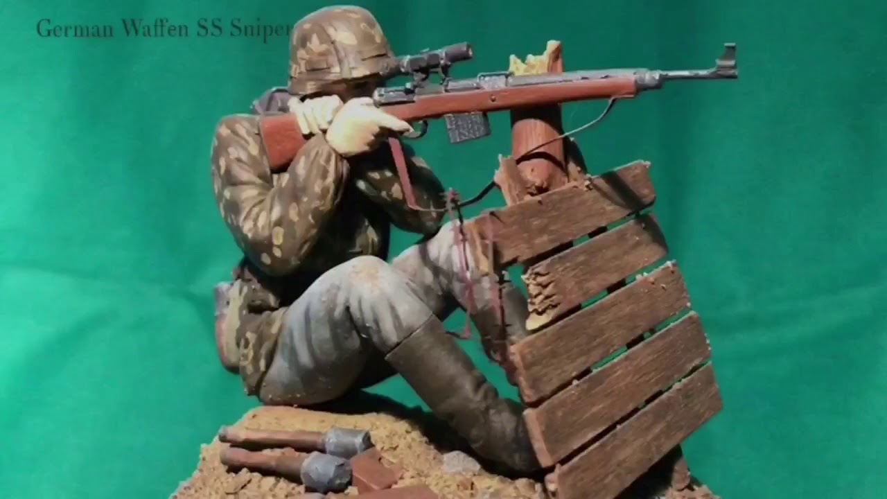 German Waffen SS Sniper military 120mm scale model WWII