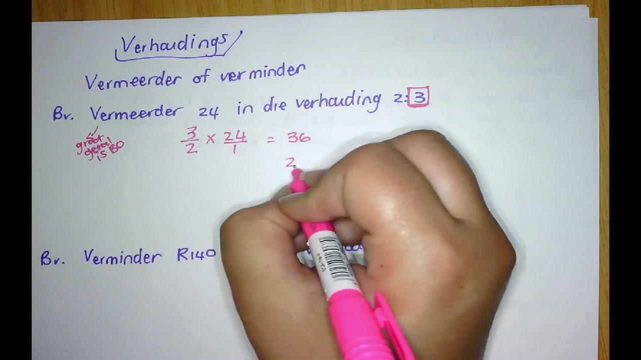Graad  8 & 9 vermeerder en verminder van verhoudings