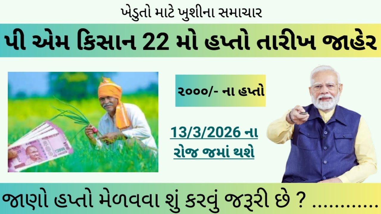 પી એમ કિસાન 22 મો હપ્તો જમાં થશે || Pm kisan 22th installation date || Pm kisan yojana #pmkisan 