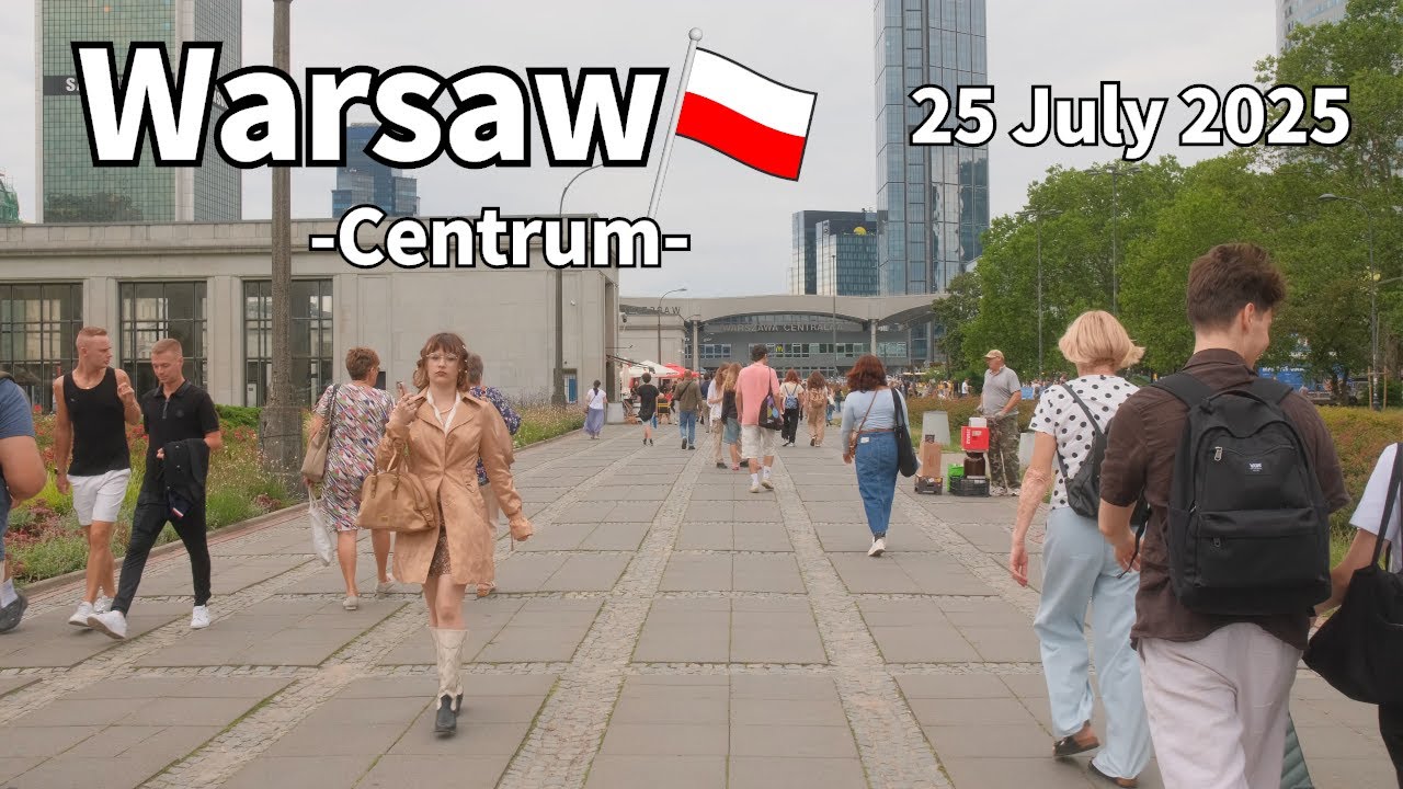 Summer Walk Warsaw Centrum Poland - 25 July 2025 | Walking Tour