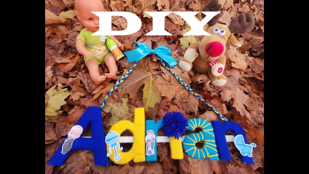 Diy decoratiune personalizata/Nume din lana si carton