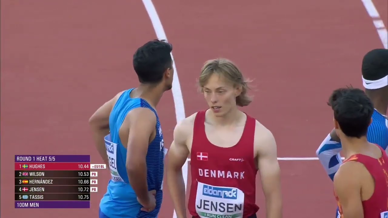 2022 European Athletics U18 championships 100m Men Round 1 Heat 5/5. (+0,7)