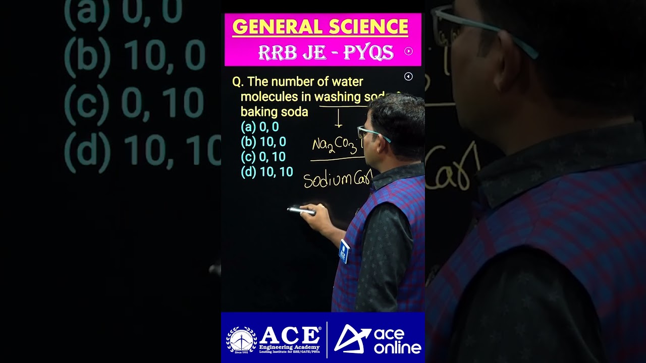 RRB JE/SSC JE: General Science PYQs | Water Molecules in Washing soda? | ACE Online