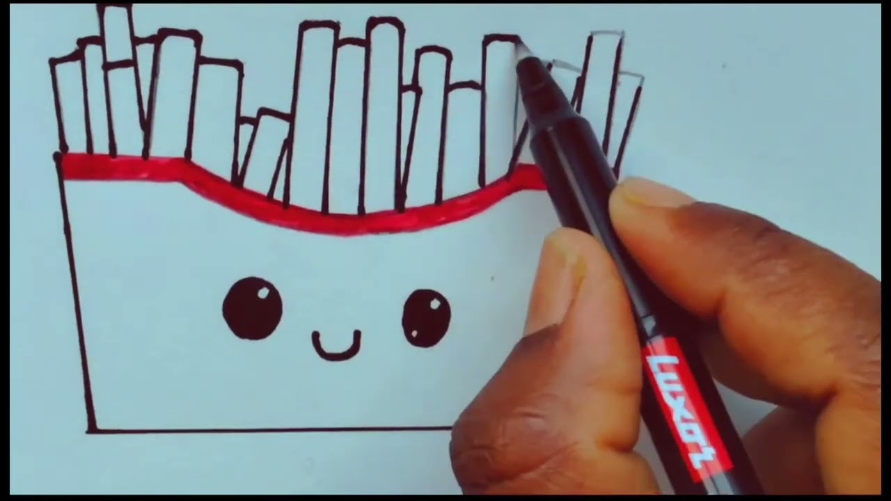 Cute French Doodle Drawing 🍟 | Easy Step by Step | Aayang drawing 