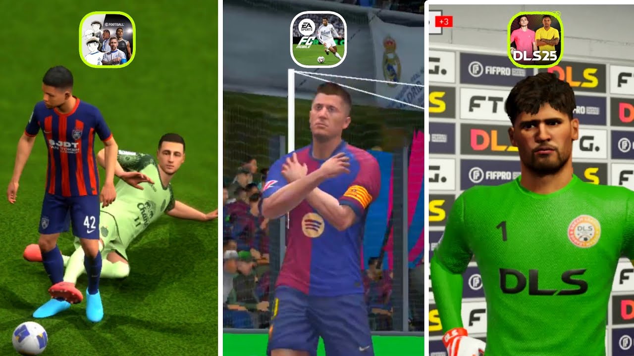 eFootball 2025 Mobile vs FC 25 Mobile vs DLS 25 | Game Comparison, Graphic, Cutscenes