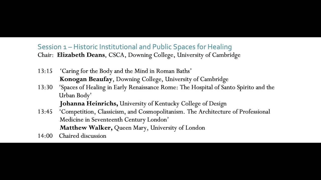 Architecture & Spaces of Healing: Session 1