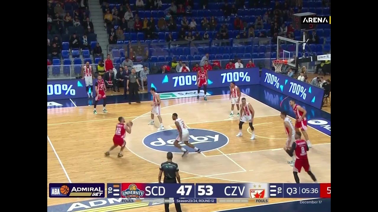 ADMIRALBET ABA LIGA (12. kolo): SC Derbi - Crvena zvezda 77:91 / 17.12.2023.