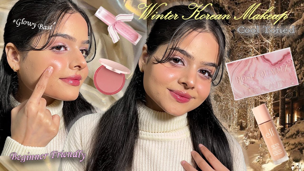 Korean *Cool Toned* Winter Makeup Look❄️#makeup#makeuplook#makeuptutorial#beauty#kbeauty#glowingskin