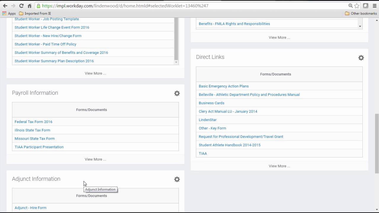 Useful Links Workday Training Worklets