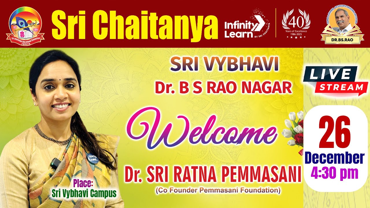 Live : Welcome Dr.Sri Ratna Pemmasani | Sri Vybhavi Sr.B.S Rao nagar Gosala | @srichaitanyagosala