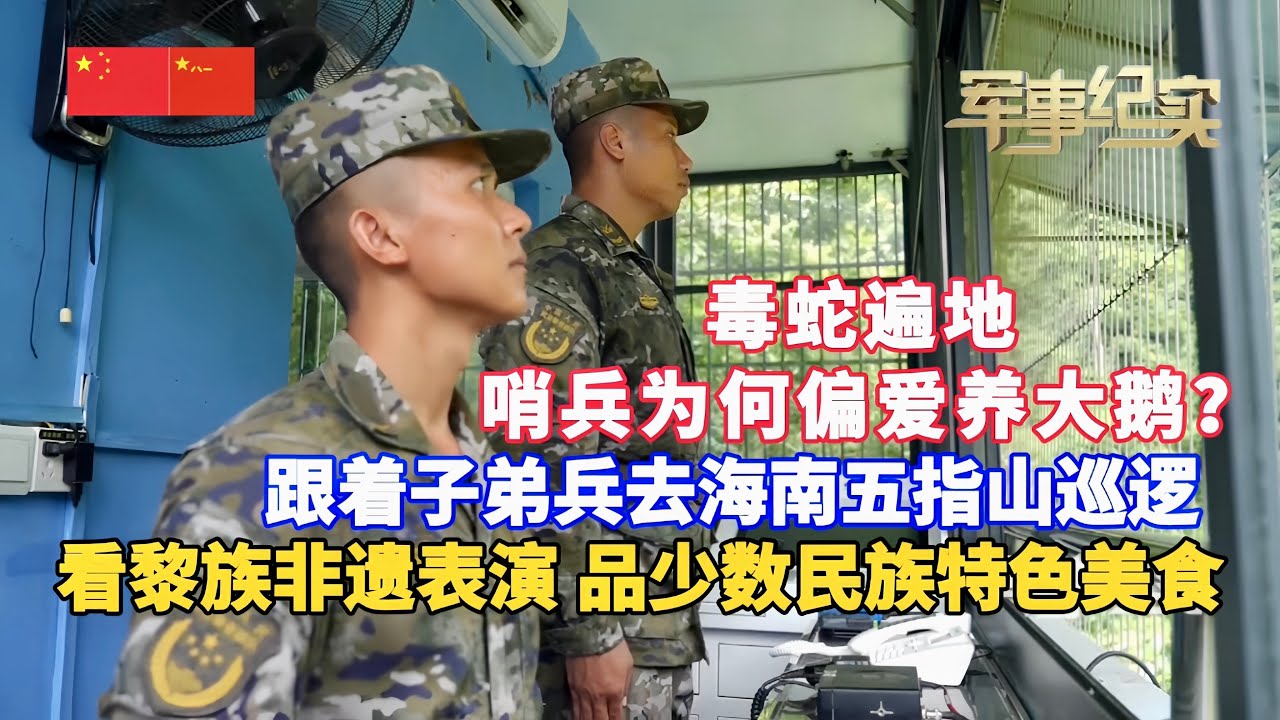 风景如画却毒蛇遍地，哨兵为何偏爱养大鹅？走近海南岛第一面五星红旗升起的地方，跟着子弟兵去五指山巡逻，看“最炫民族风”-黎族非遗表演，品少数民族特色美食/琼崖纵队/军事纪实/中国武警/深居大山显忠诚