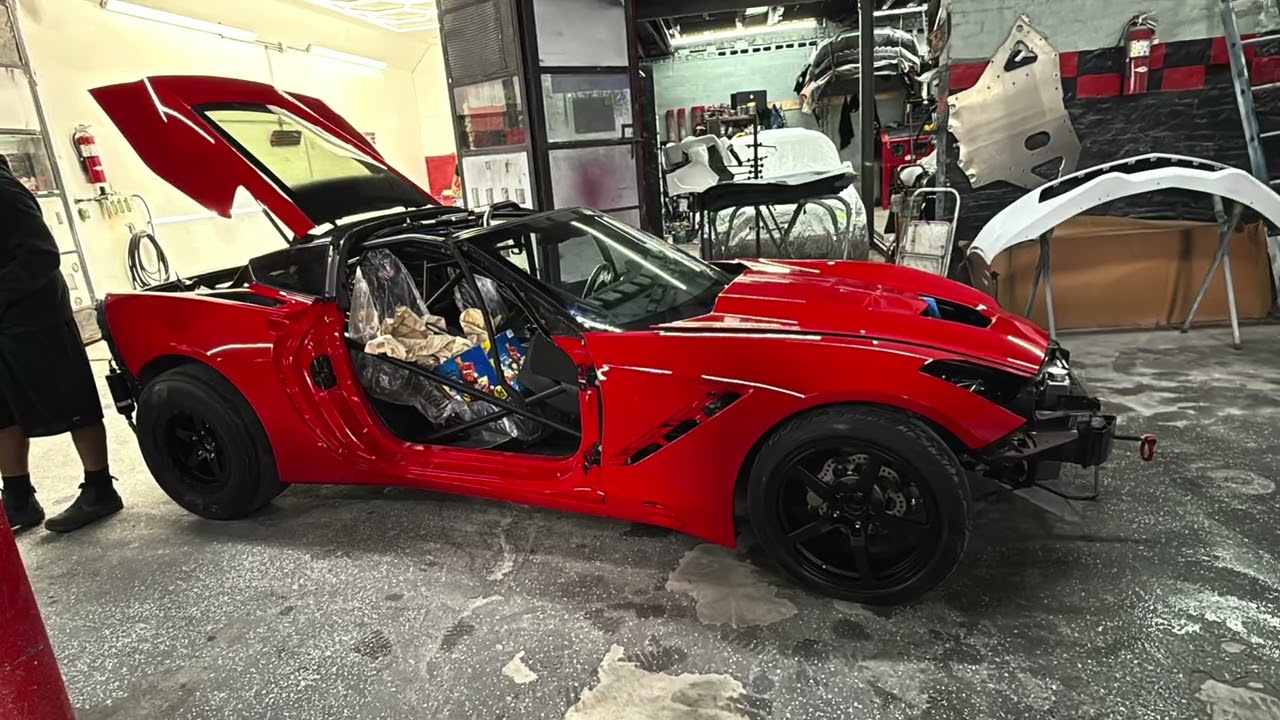 Chevrolet corvette c7 full color change  on 9 mins #automobile #bodyshop#dragracing  🏎️