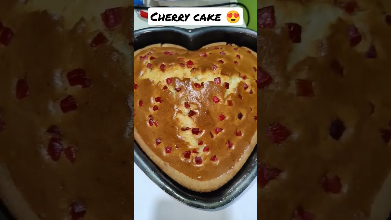 tasty homemade vanilla cherry cake baked in oven | chocolate cherry cake #shorts #food #cake #pastry