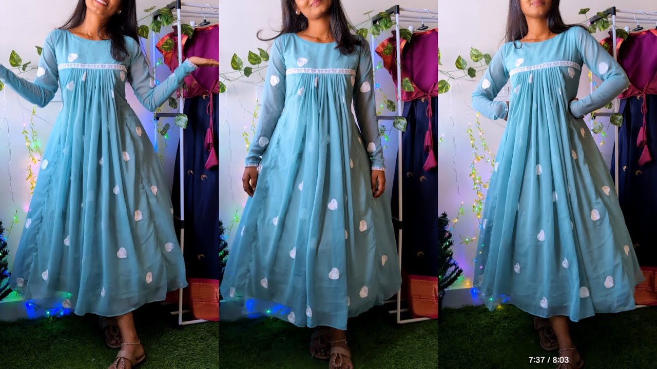 Front pleated dress cutting and stitching video #diy #meesho #fashion #sewing #dress #trending 