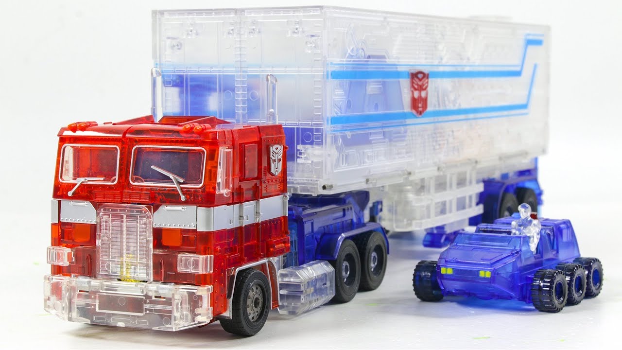 Transformers KO MP-10C Clear Version OPTIMUS PRIME CONVOY WITH TRAILER Vehicle Car Robot Toys