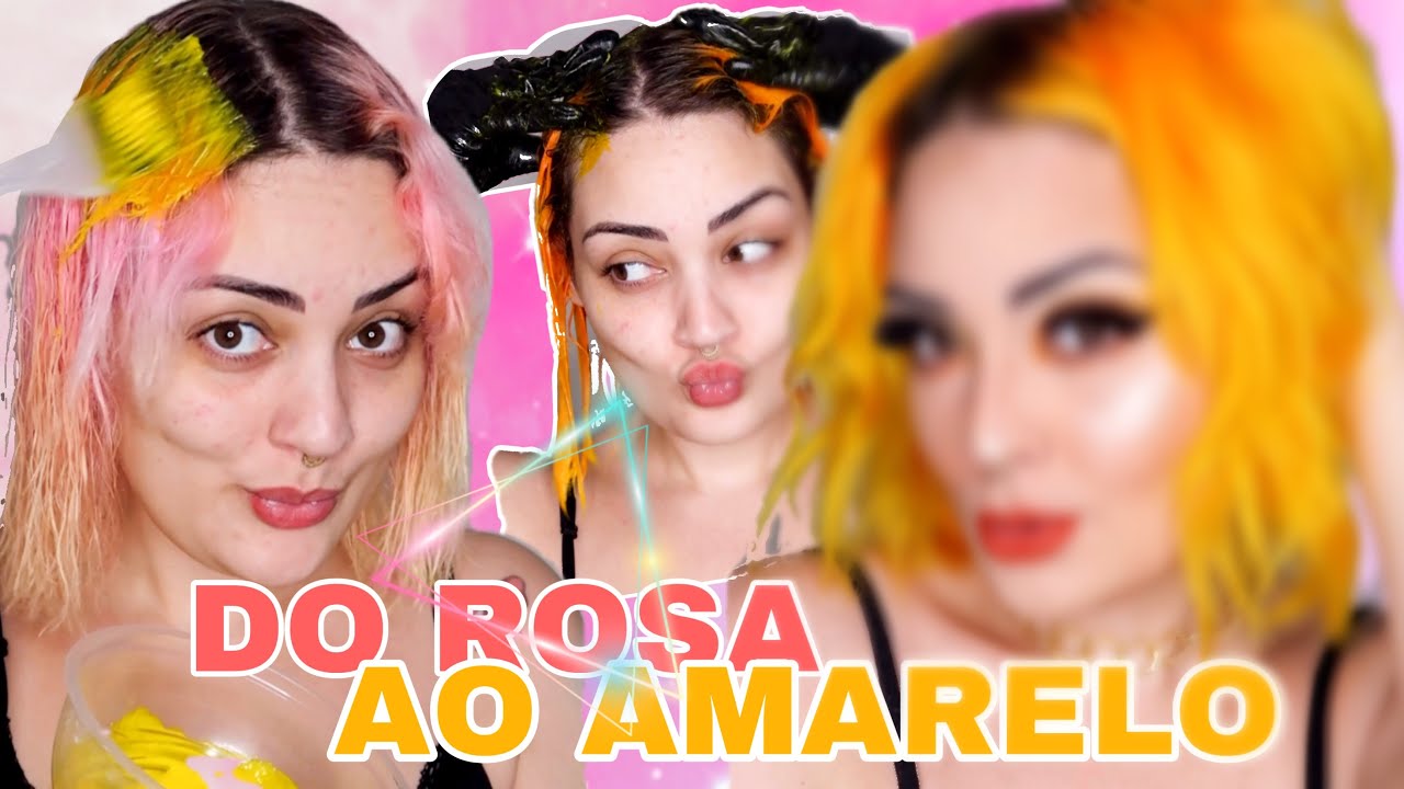 DESBOTEI O ROSA E PASSEI UM TONALIZANTE AMARELO!