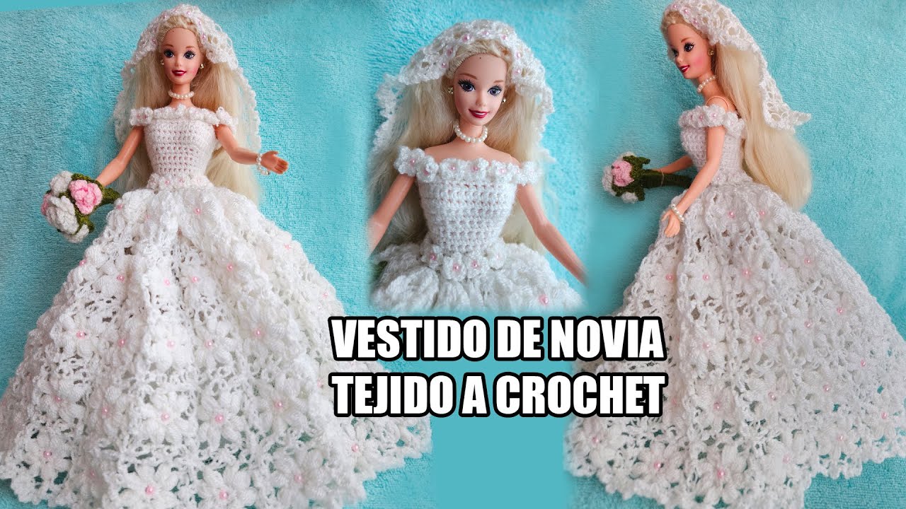 VESTIDO DE NOVIA PARA MUÑECA BARBIE TEJIDO A CROCHET || PASO A PASO