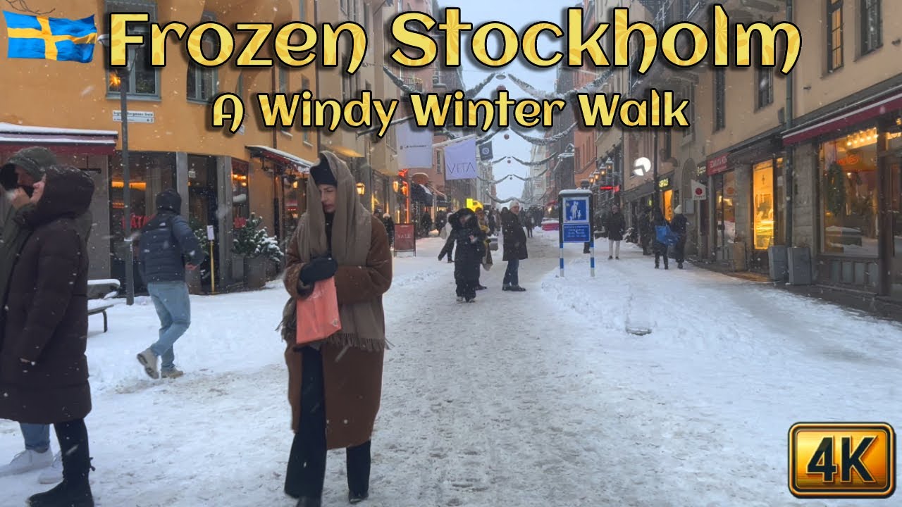 🇸🇪 Frozen Stockholm – Windy Winter Walk in 4K