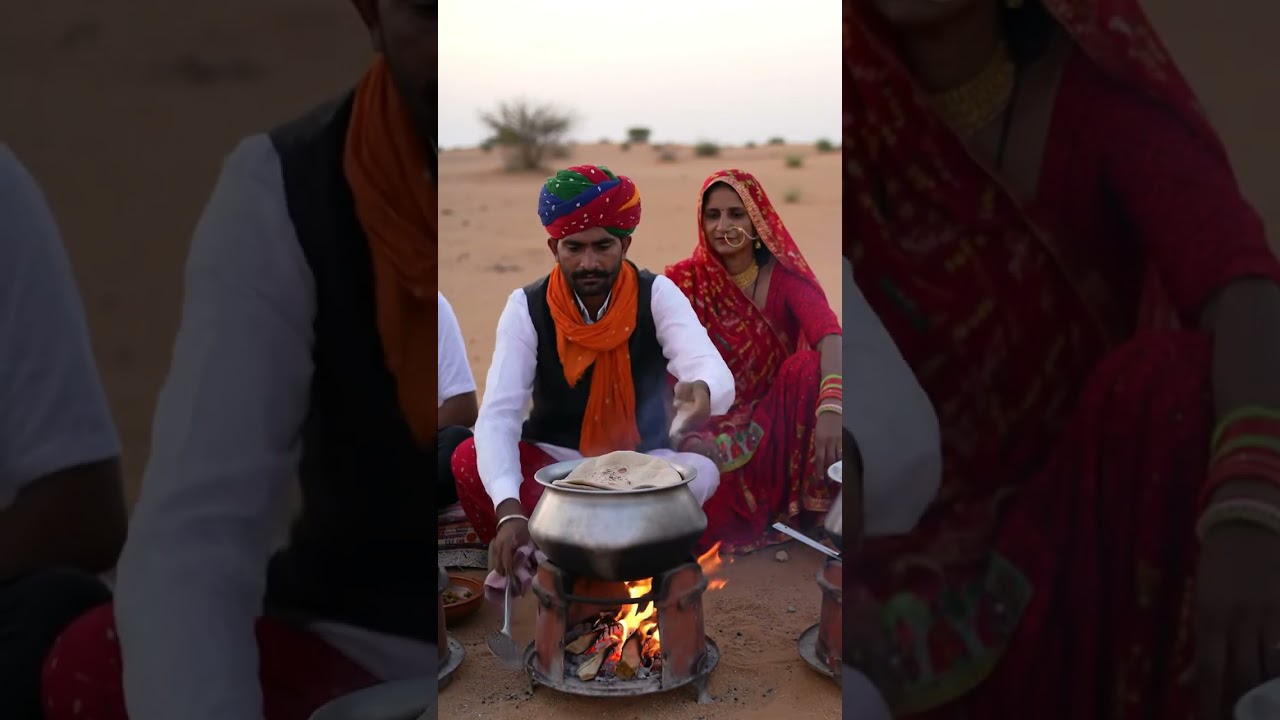 Rajasthani Men & Women Cook 12 Traditional Dishes in Thar Desert 🌾🔥#shorts#thardesert