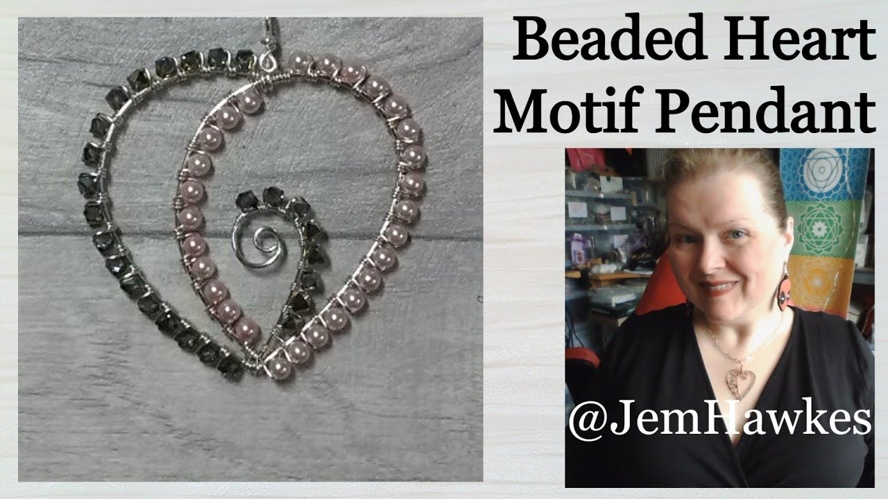 Heart Motif Design in Wire with Beads, Pendant, Decor etc, Jem Hawkes