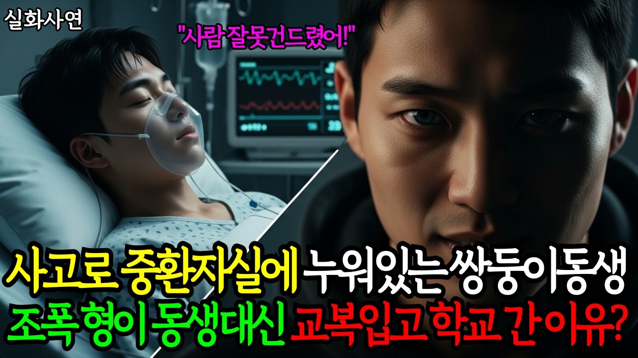오토바이 사고로 중환자실에 누워 있는 쌍둥이 동생, 조직 폭력배인 형이 동생 대신 교복을 입고 학교에 잠입하게 되는데..ㅣ시니어사연ㅣ노후사연ㅣ학교폭력ㅣ오디오북ㅣ사연라디오