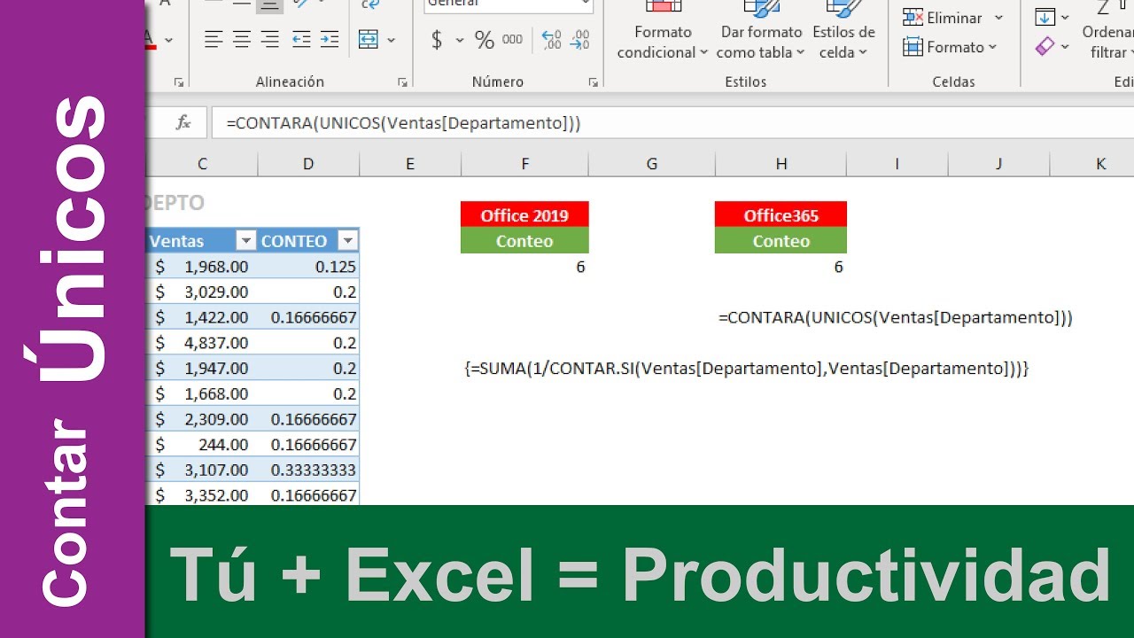 Contar valores únicos en matriz de texto