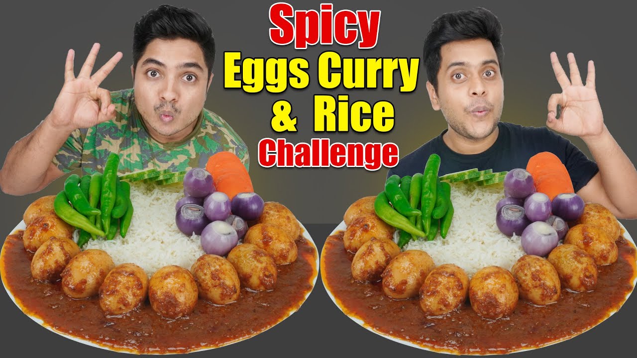 SPICY EGG CURRY  WITH BASMATI RICE EATING CHALLENGE || Eating Show || Friends Food Challenge